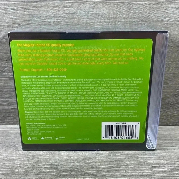 CD-R 10 Pack With Jewel Cases NEW (Sealed) 52x STAPLES 80Mins 700MB - Picture 2 of 3